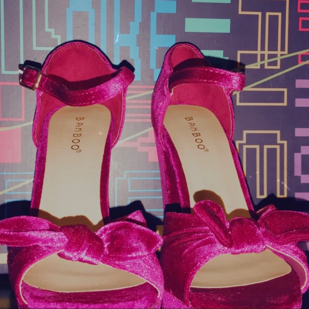 Pink Velvet Heels